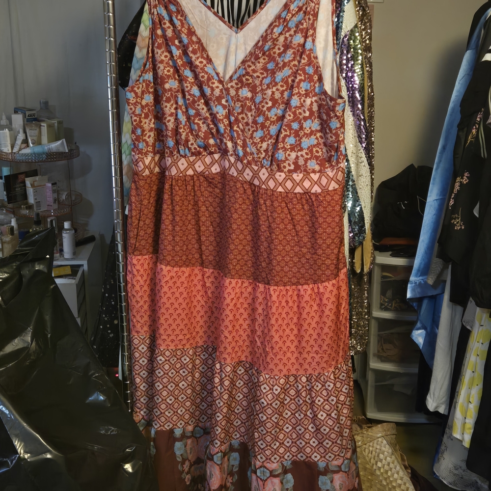 Floral Plus Patchwork Maxi Dress